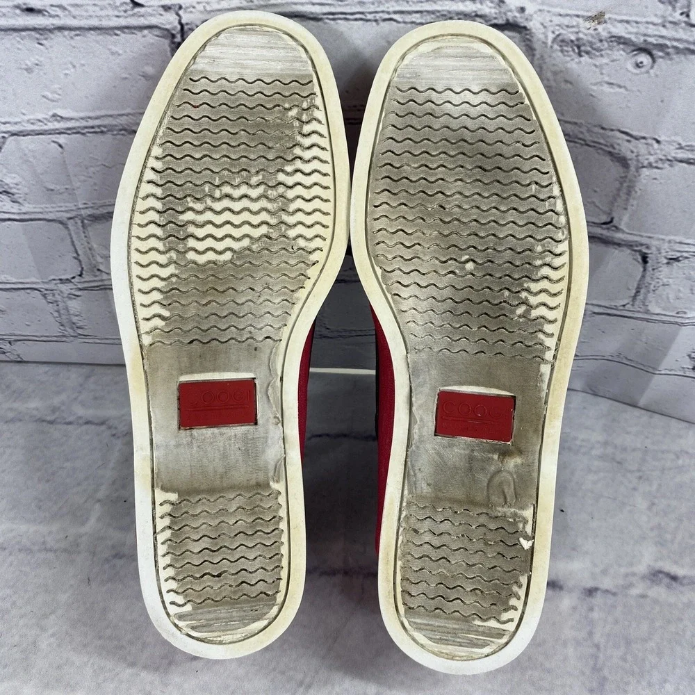 COOGI Australia Men's Boat Shoes Size 10.5 Red‎ Black CM1312 Canvas Faux Leather